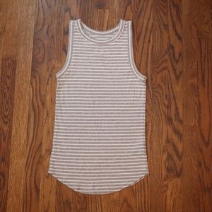 FREE w/Bundle High Neck Basic Tank Gray Striped